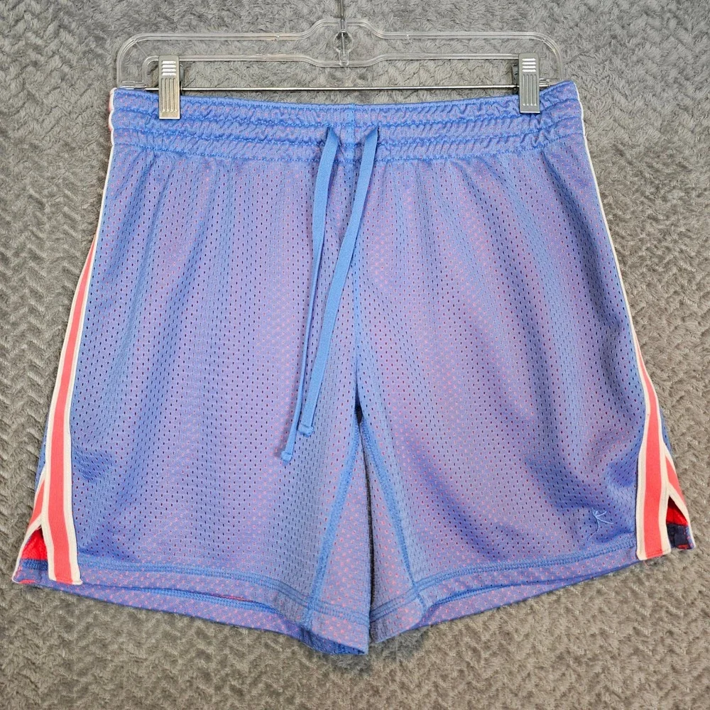 Danskin Now Womens Mesh Athletic Shorts Blue Pink Stripe DL23B-250N Small 4-6‎